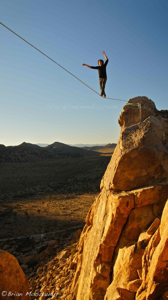Amongst the stunning landscape of Joshua Tree National Park, Ethan Holt, welcomes the new year with a sunset free-so-loco crossing of 