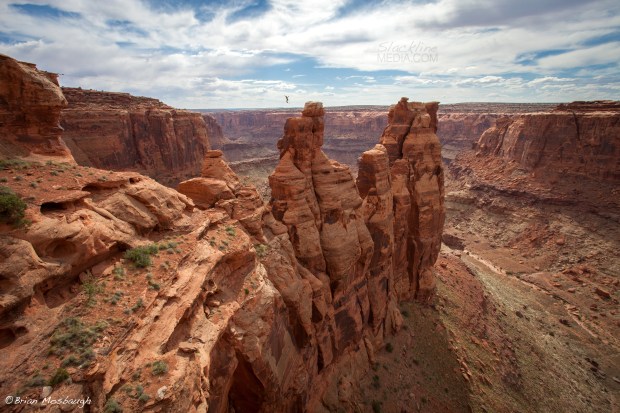 Scott Rogers sending 51 meters of the newest tower highlines deep in the desert of Moab. This project has been an effort almost entirely complete to summit 4 separate towers, establish BASE jumps from all of them and rig 4 new lines traversing their various peaks. The Moab Monkeys rage hard here!
