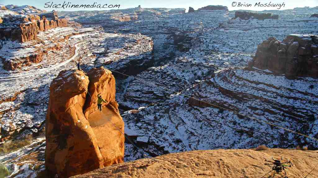 Scott Rogers sending Mario during sub-zero temperatures in Moab, UT.