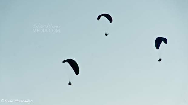 Paragliders in flight.
