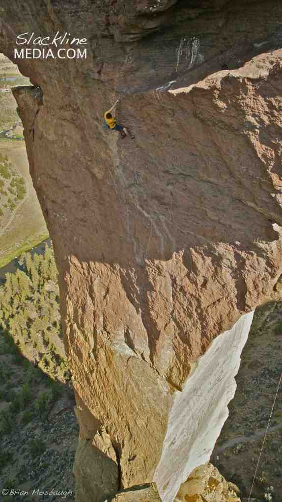 Scott Bennett improving his speed solo ascent time on the monkey, sans ropes.